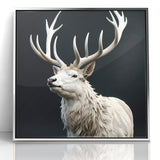 Majestic White Antelope with Regal Antlers - Elegant Wall Art Decor