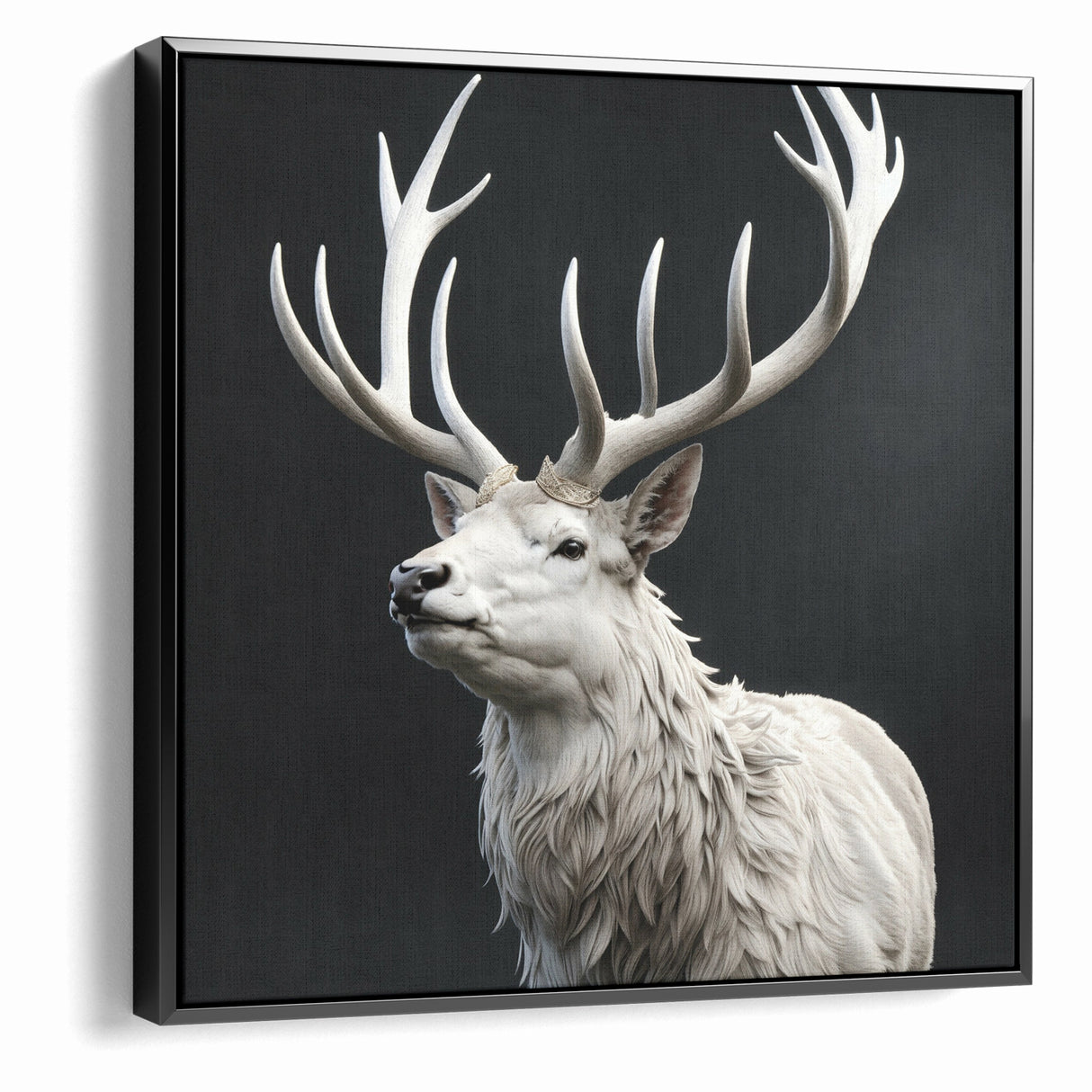 Majestic White Antelope with Regal Antlers - Elegant Wall Art Decor