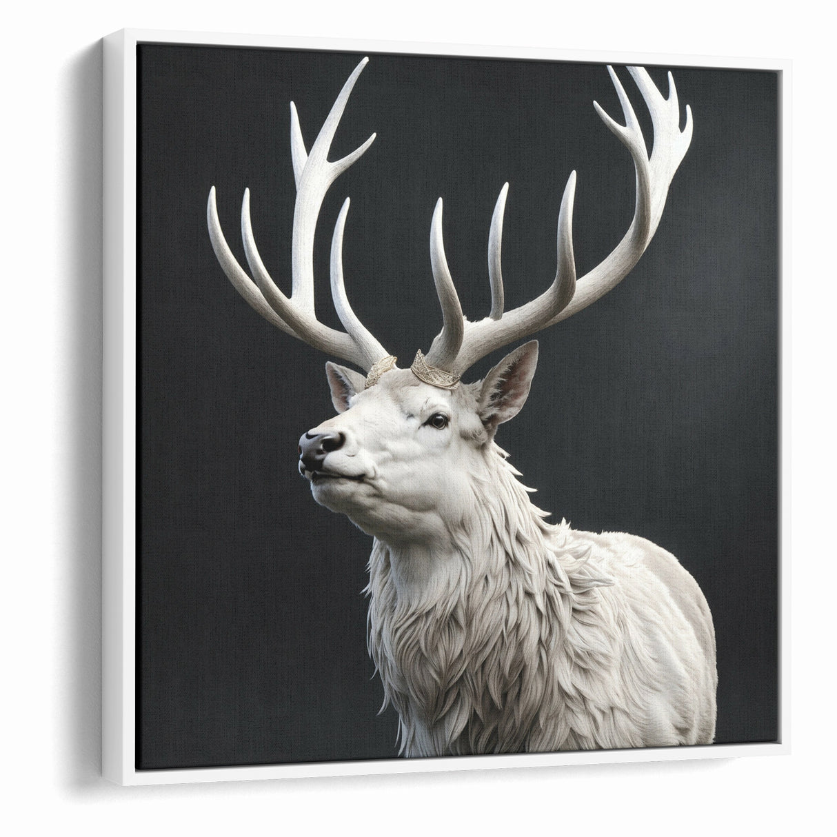 Majestic White Antelope with Regal Antlers - Elegant Wall Art Decor