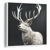 Majestic White Antelope with Regal Antlers - Elegant Wall Art Decor