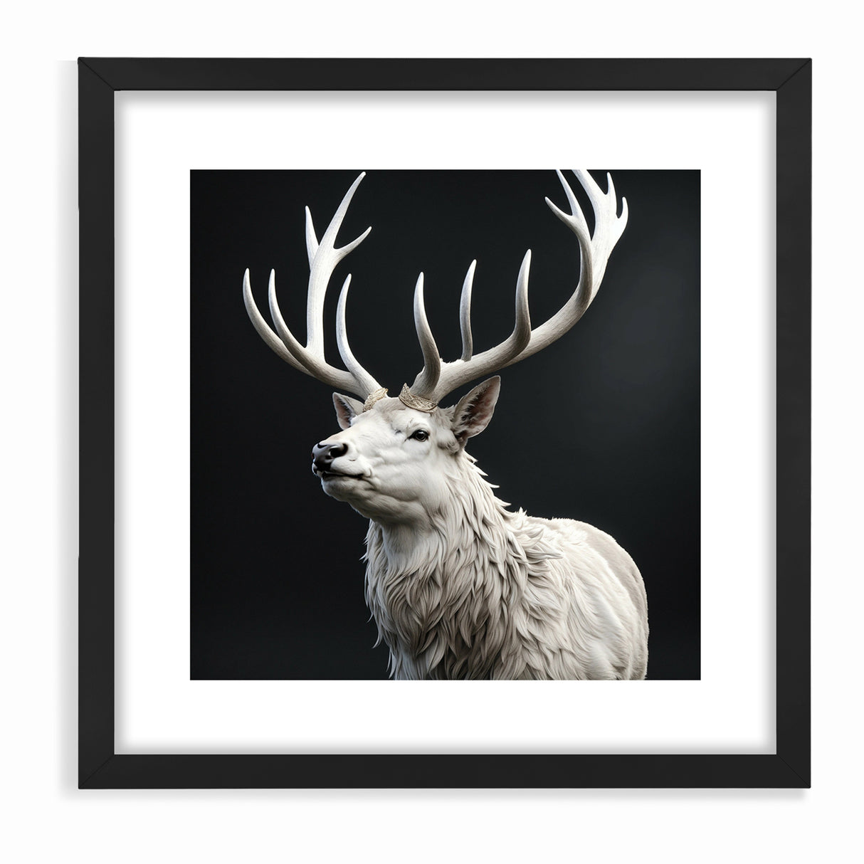 Majestic White Antelope with Regal Antlers - Elegant Wall Art Decor
