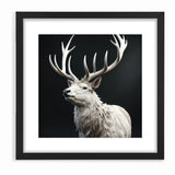 Majestic White Antelope with Regal Antlers - Elegant Wall Art Decor