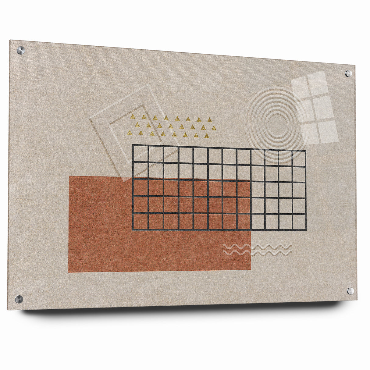 Modern Geometric Grid and Shapes Canvas Art