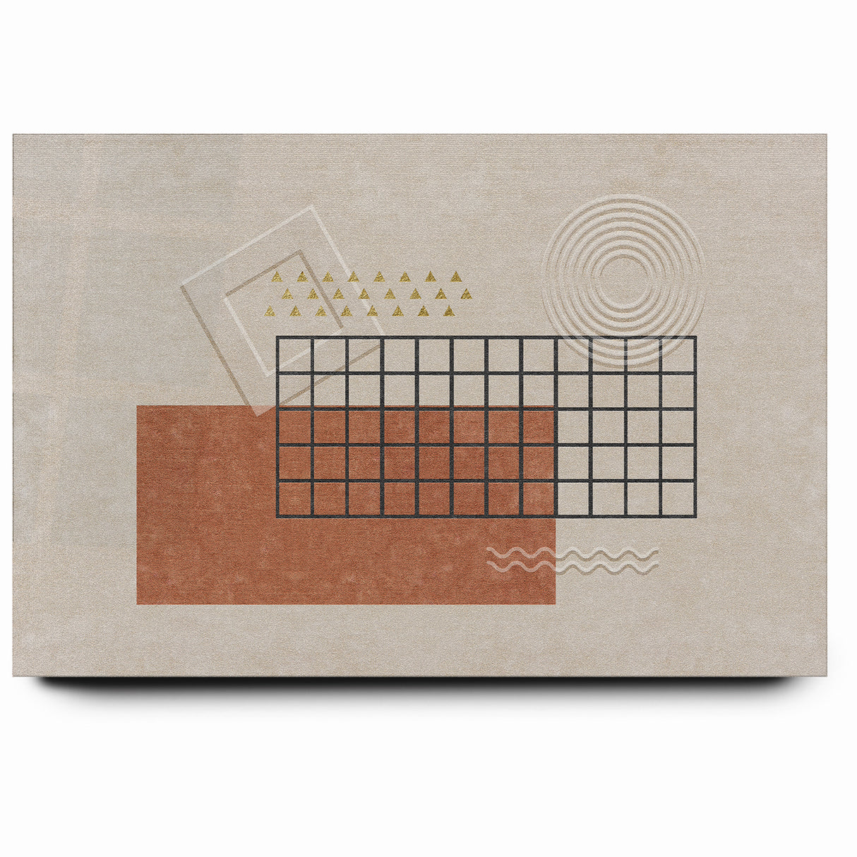 Modern Geometric Grid and Shapes Canvas Art