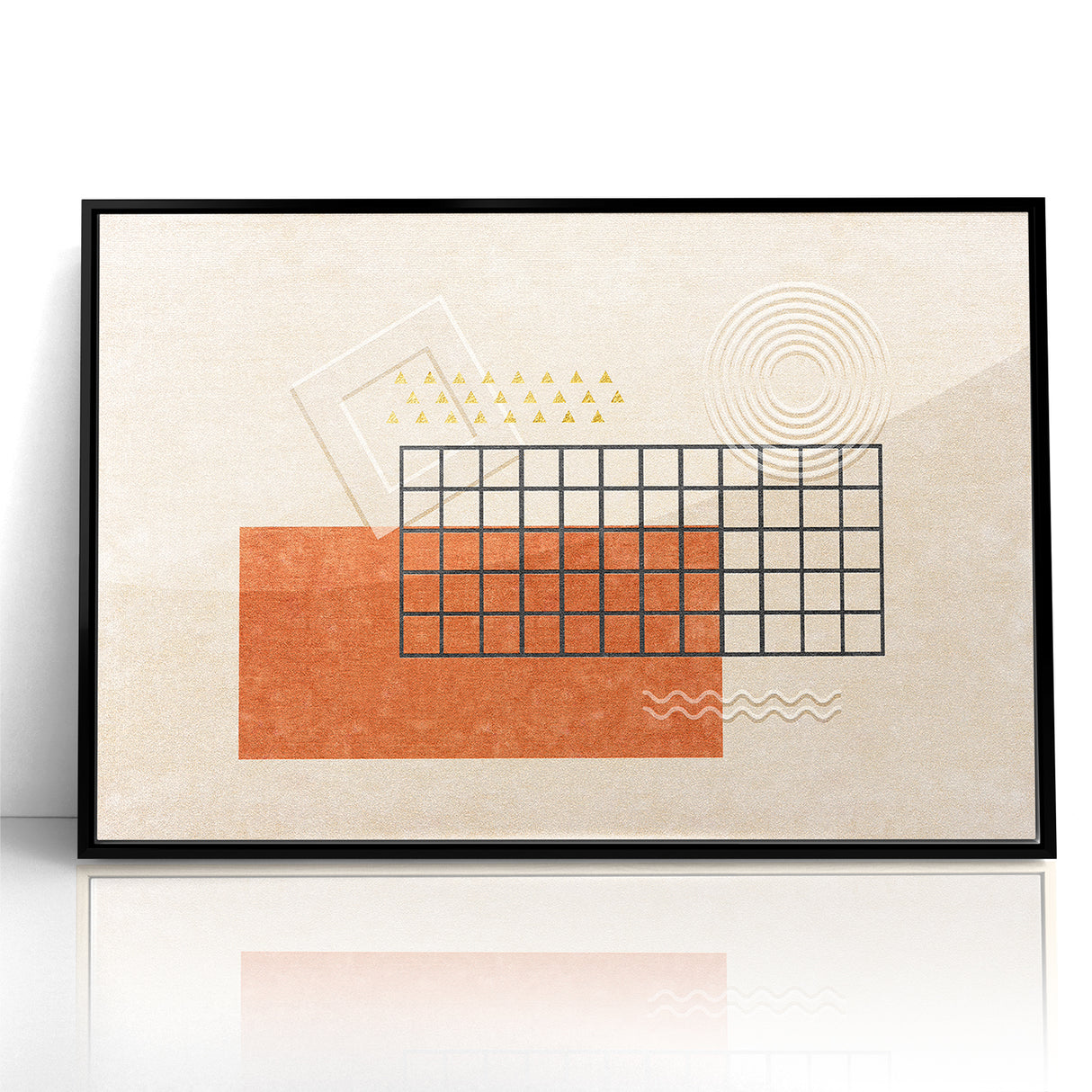 Modern Geometric Grid and Shapes Canvas Art