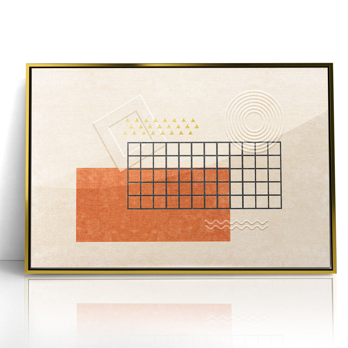 Modern Geometric Grid and Shapes Canvas Art