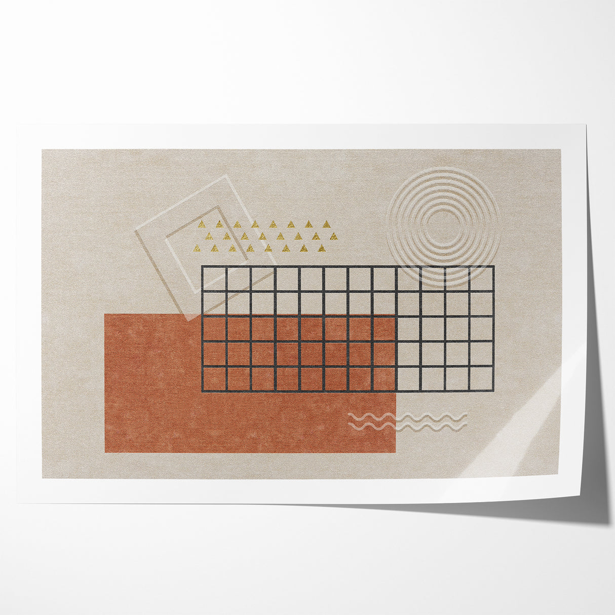 Modern Geometric Grid and Shapes Canvas Art