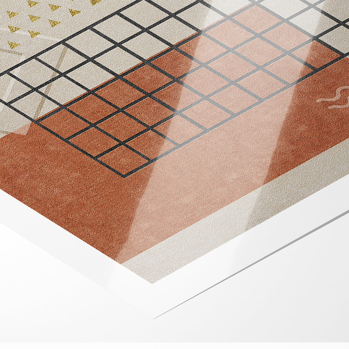 Modern Geometric Grid and Shapes Canvas Art