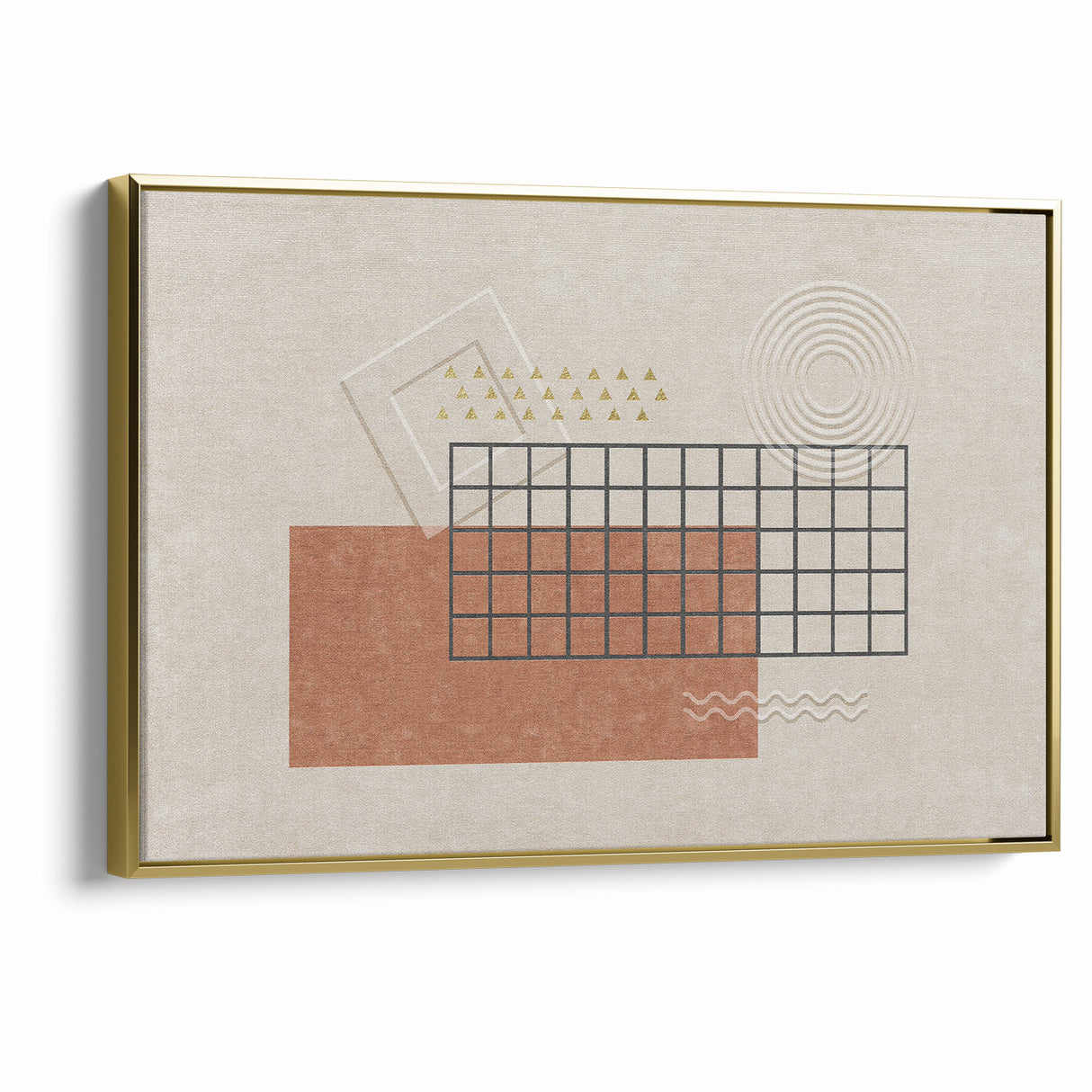 Modern Geometric Grid and Shapes Canvas Art
