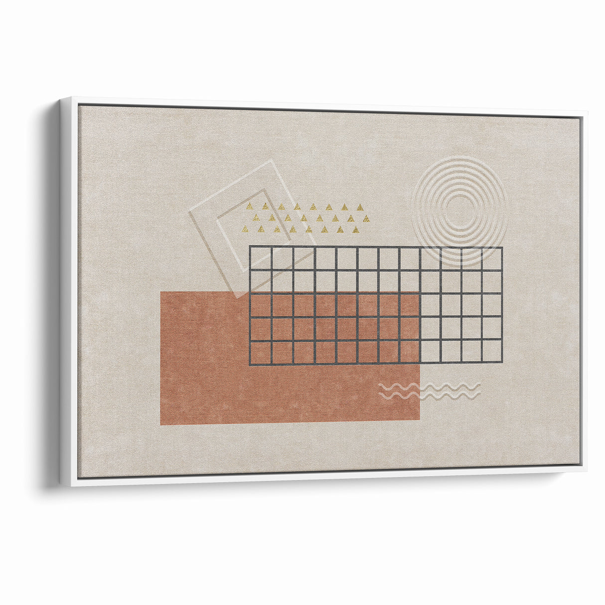 Modern Geometric Grid and Shapes Canvas Art
