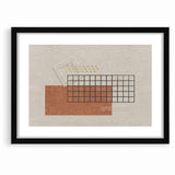 Modern Geometric Grid and Shapes Canvas Art