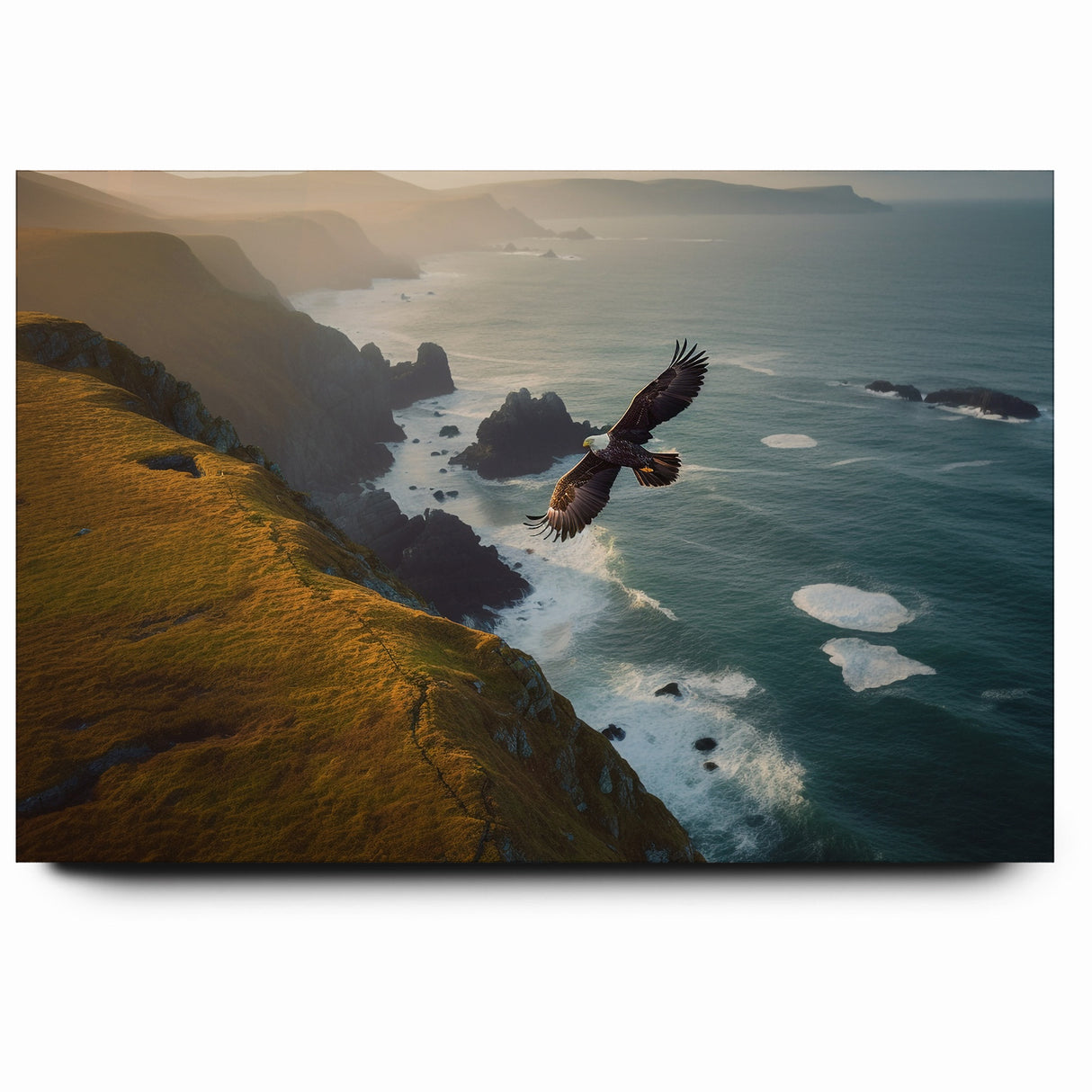 Majestic Birds of Prey Wall Art – Eagle Soaring Over Coastal Cliffs