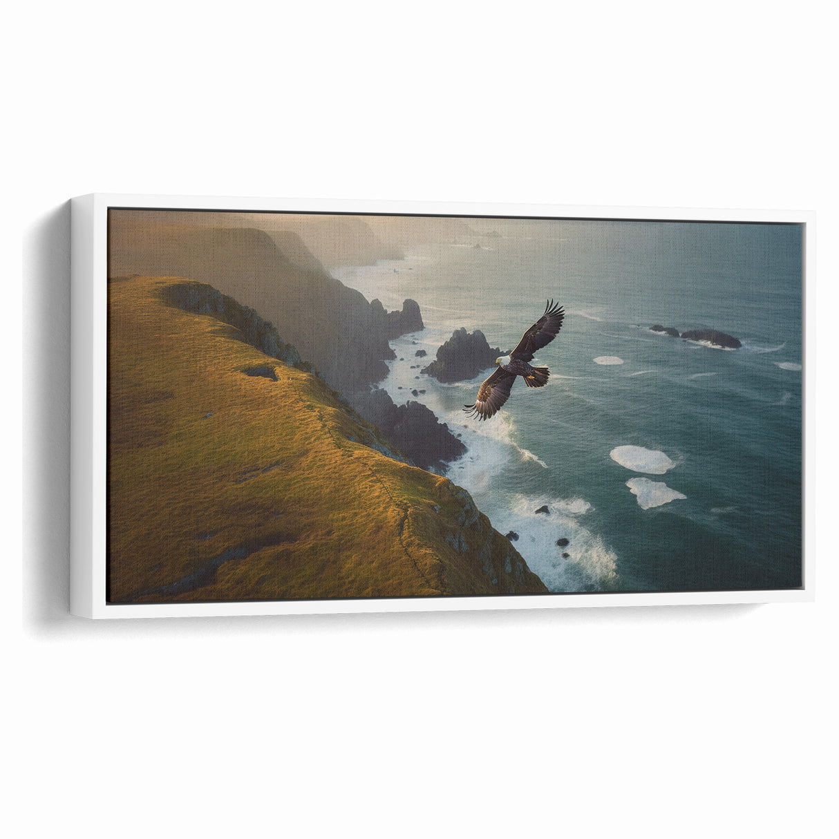 Majestic Birds of Prey Wall Art – Eagle Soaring Over Coastal Cliffs