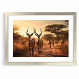 Graceful Antelope Herd at Sunset – Stunning Wildlife Canvas Art