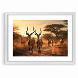 Graceful Antelope Herd at Sunset – Stunning Wildlife Canvas Art