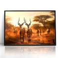 Graceful Antelope Herd at Sunset – Stunning Wildlife Canvas Art