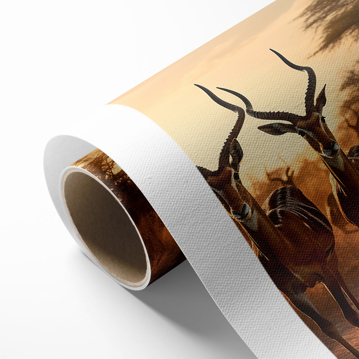 Graceful Antelope Herd at Sunset – Stunning Wildlife Canvas Art