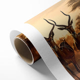Graceful Antelope Herd at Sunset – Stunning Wildlife Canvas Art