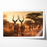 Graceful Antelope Herd at Sunset – Stunning Wildlife Canvas Art