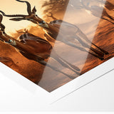 Graceful Antelope Herd at Sunset – Stunning Wildlife Canvas Art