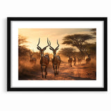 Graceful Antelope Herd at Sunset – Stunning Wildlife Canvas Art