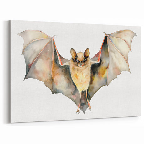 Graceful Bat Watercolor Art - Elegant Wildlife Canvas Wall Decor