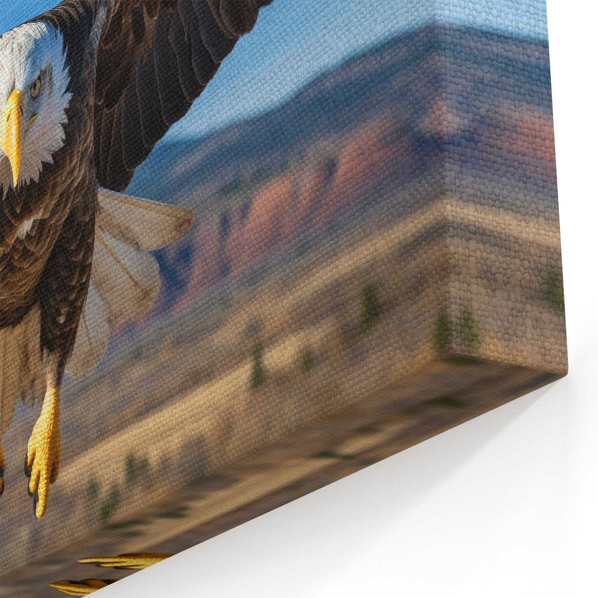 Dynamic Birds of Prey Wall Art – Bald Eagle in Flight Mountain Scene