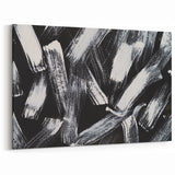 Artistic Black and White Abstract Brushstroke Canvas Art
