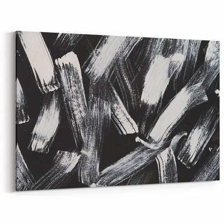 Artistic Black and White Abstract Brushstroke Canvas Art