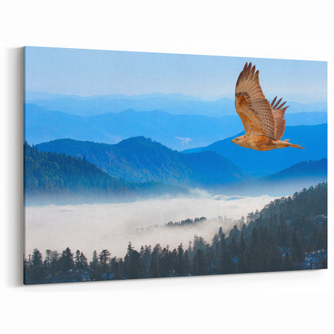 Majestic Hawk Over Mountains - Stunning Birds of Prey Landscape Print