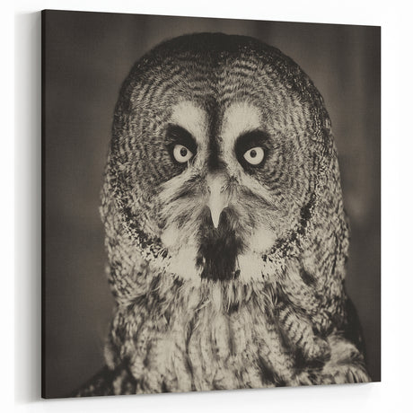 Striking Owl Wall Art - Vintage Monochrome Birds of Prey Canvas Print