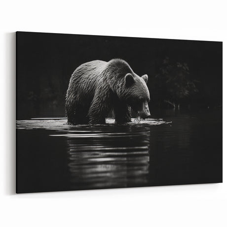 Graceful Black Bear in Water – Striking Wildlife Wall Art Print