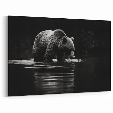 Graceful Black Bear in Water – Striking Wildlife Wall Art Print
