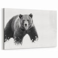 Striking Black Bear in Snow – Elegant Monochrome Wildlife Wall Art