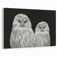 Elegant Owl Duo Wall Art - Majestic Black and White Birds of Prey Canvas