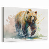 Vibrant Brown Bear Art - Dynamic Wildlife Watercolor Canvas Print