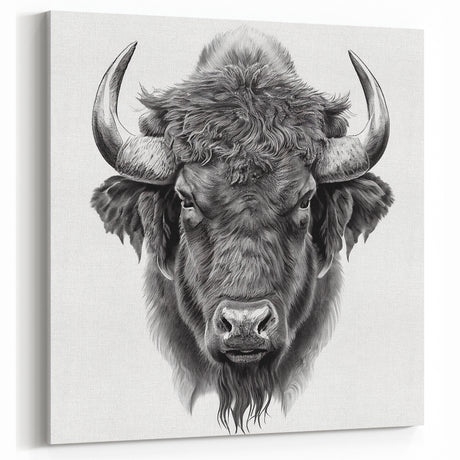 Buffalo Art Print – Detailed Bison Illustration for Modern Decor