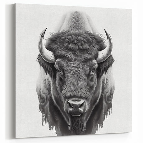 Bison Canvas Art – Detailed Buffalo Illustration for Modern Spaces