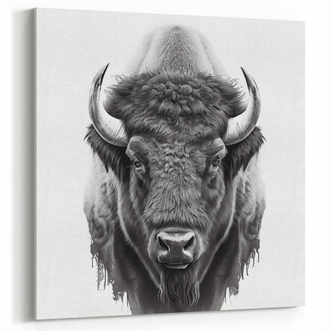 Bison Canvas Art – Detailed Buffalo Illustration for Modern Spaces