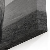Highland Cow in Black and White – Rustic Wall Art for Modern Decor