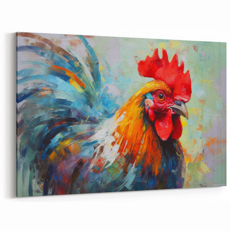 Colorful Rooster Portrait - Vibrant Chicken Wall Art for Bold Decor