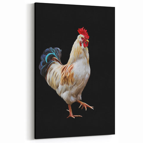 Regal White Rooster - Elegant Chicken Wall Art for Modern Decor