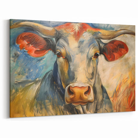 Vivid Cow Wall Art - Colorful Cow Canvas for Eclectic Decor