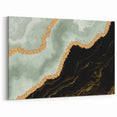 Abstract Strokes and Lines Art in Black, Green, and Gold Canvas