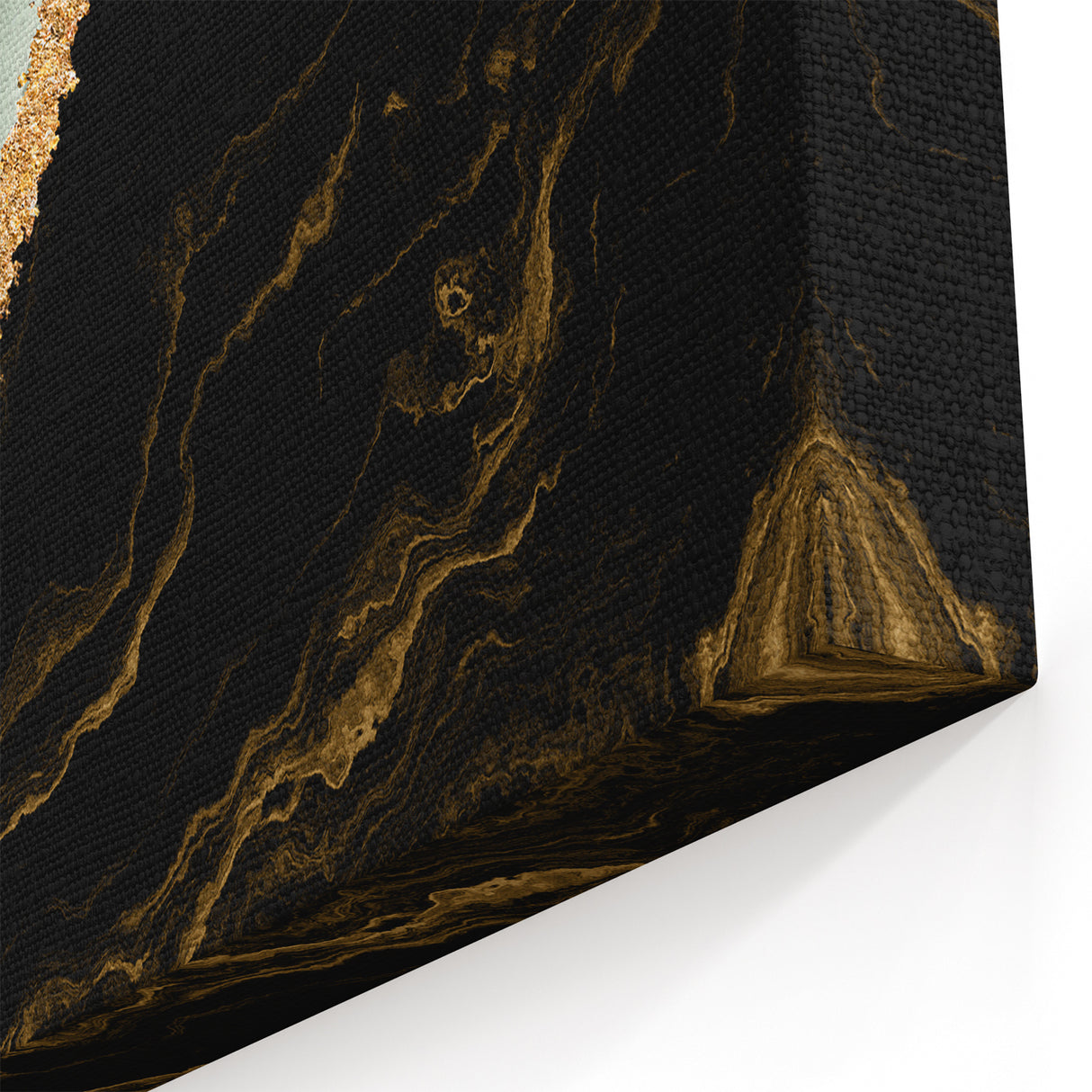 Abstract Strokes and Lines Art in Black, Green, and Gold Canvas