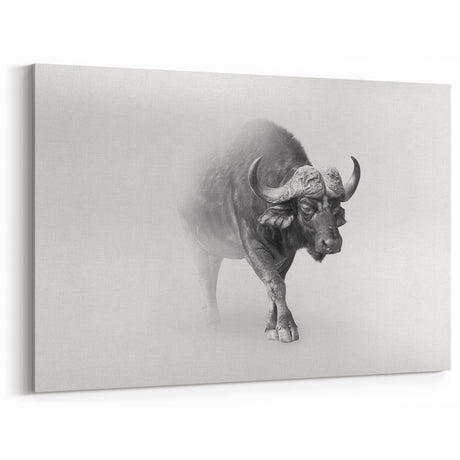 Ethereal Buffalo Art - Monochrome Bison Canvas Print for Modern Decor