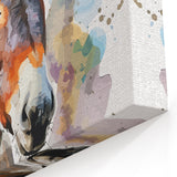 Colorful Donkey Wall Art - Watercolor Farmhouse Canvas Print