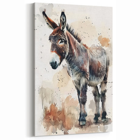 Realistic Donkey Watercolor Art - Rustic Farmhouse Wall Decor