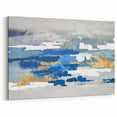Modern Abstract Line Art - Blue and Gold Brush Strokes Canvas Print