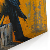 Bold Raven Art - Vibrant Crow Painting with Textured Yellow Background